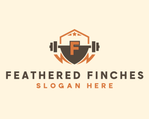 Fitness Barbell Bolt logo design