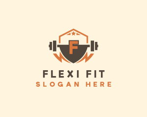 Fitness Barbell Bolt logo design