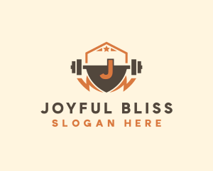 Fitness Barbell Bolt logo design