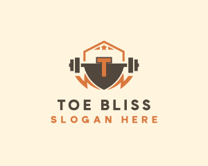 Fitness Barbell Bolt logo design