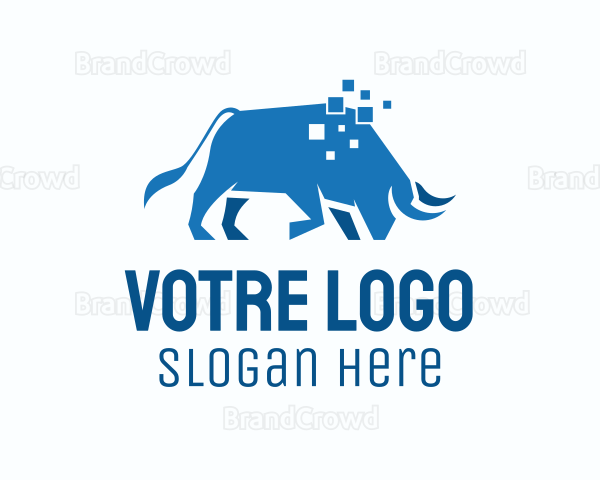 Blue Bull Pixel Logo