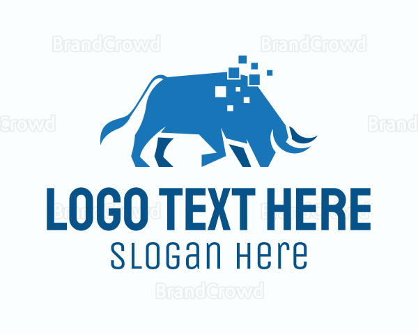 Blue Bull Pixel Logo