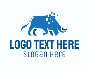 Blue Bull Pixel Logo