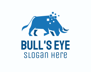 Blue Bull Pixel logo design