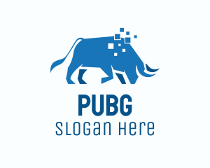 Robotic - Blue Bull Pixel logo design