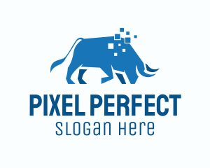 Blue Bull Pixel logo design