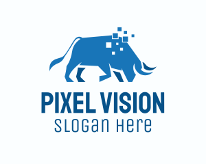 Blue Bull Pixel logo design