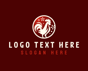 Rooster Zodiac Floral Logo