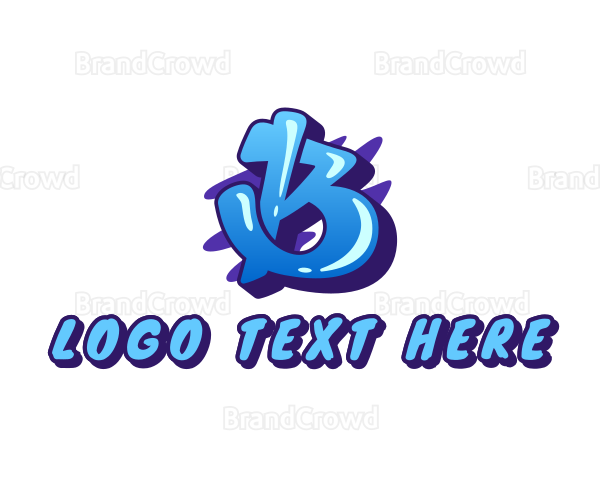 Blue Graffiti Letter B Logo