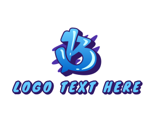 Teenager - Blue Graffiti Letter B logo design