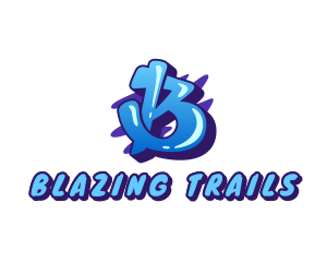 Blue Graffiti Letter B logo design