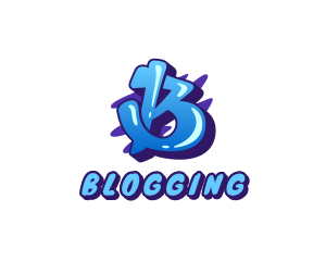 Blue Graffiti Letter B logo design