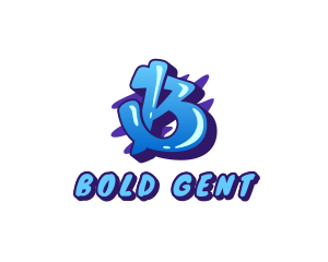 Blue Graffiti Letter B logo design