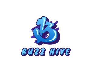 Blue Graffiti Letter B logo design