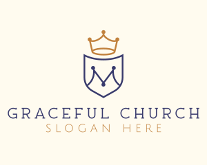 Shield - Royal Crown Crest Letter M logo design