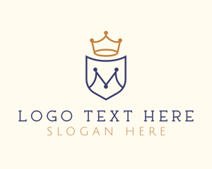 History - Royal Crown Crest Letter M logo design