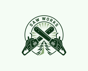 Chainsaw Logging Woodworking logo design