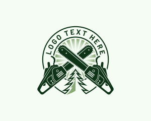 Tree - Chainsaw Logging Woodworking logo design