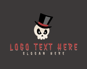 Skeleton - Magician Hat Skull logo design