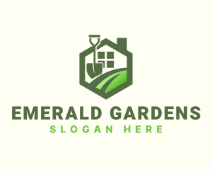 House Garden Shovel logo design