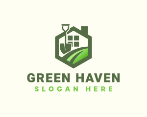 House Garden Shovel logo design