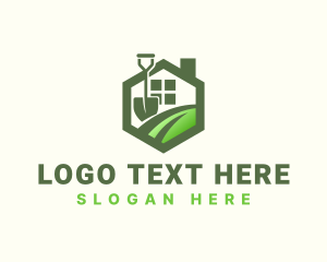 Hexagon - House Garden Shovel logo design