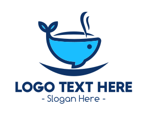 Coffee Cup - Blue Whale Cup logo design