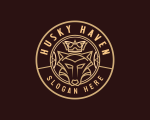 Husky - Wolf Crown Canine logo design