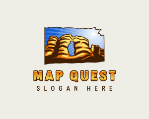 Kansas Map Mountains logo design