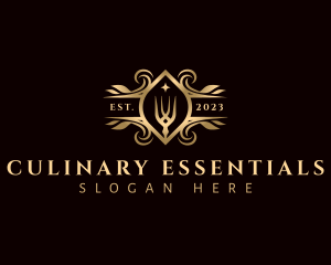 Luxury Fork Utensil logo design