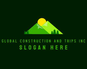 Green - Mountain Peak Sunrise logo design