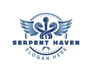 Medicinal Caduceus Serpent logo design