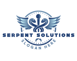 Medicinal Caduceus Serpent logo design