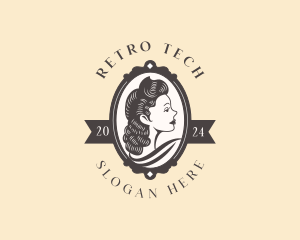 Retro Beauty Woman Portrait logo design