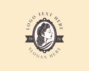 Hairstyle - Retro Beauty Woman Portrait logo design