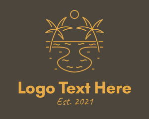 Tourism - Tropical Lagoon Sunset logo design