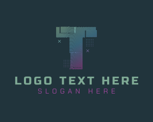 Dj - Modern Glitch Letter T logo design
