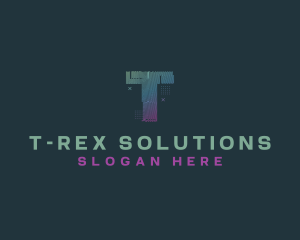 Modern Glitch Letter T logo design