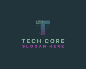 Modern Glitch Letter T logo design