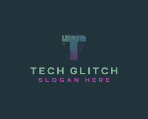 Modern Glitch Letter T logo design