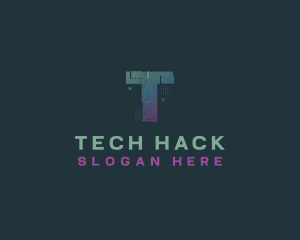 Modern Glitch Letter T logo design