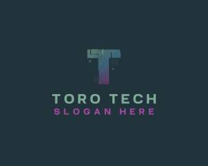 Modern Glitch Letter T logo design