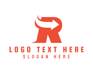 Moving - Arrow Courier Letter R logo design