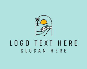 Palm Tree - Mirage Horizon Travel Sun logo design