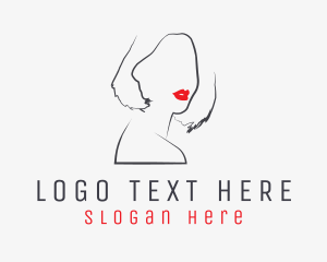 Beauty Lips Woman Line logo design