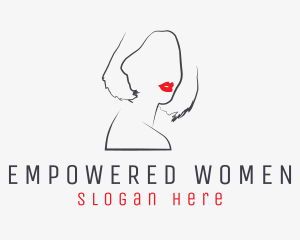 Beauty Lips Woman Line logo design