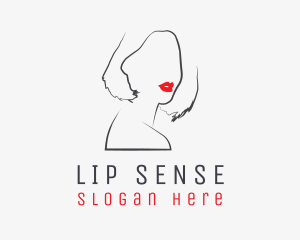 Beauty Lips Woman Line logo design