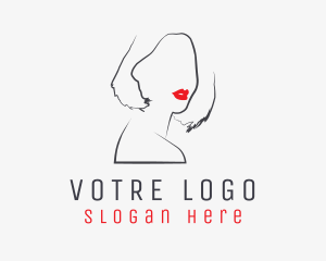 Hair Salon - Beauty Lips Woman Line logo design