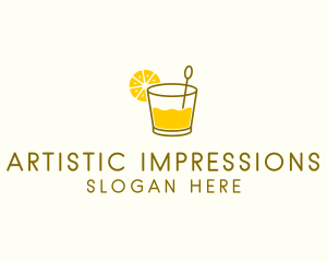 Lemon Cocktail Drink logo design