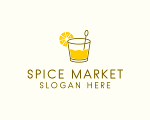 Lemon Cocktail Drink logo design